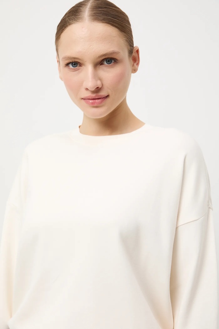 Longsleeve damski gładki z modalem beżowy RW25-BUD701