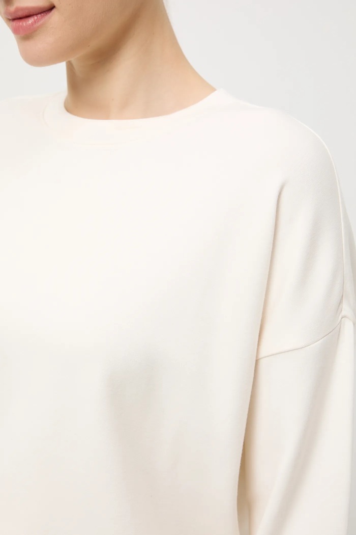 Longsleeve damski gładki z modalem RW25-BUD701 beżowy