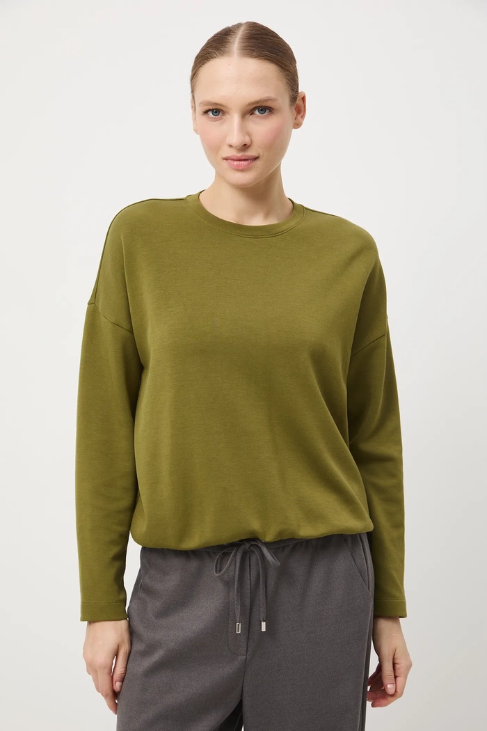 Longsleeve damski gładki z modalem zielony RW25-BUD701