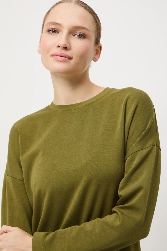 Longsleeve damski gładki z modalem RW25-BUD701 zielony