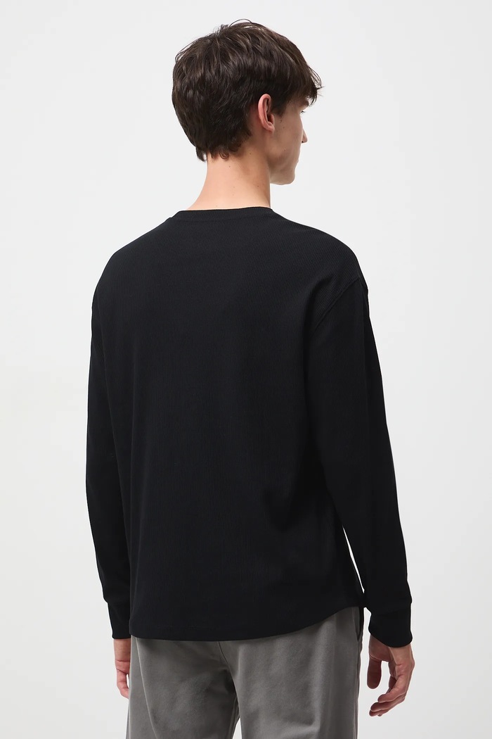 Odzież Longsleeve męski prążkowany RW25-BUM050 czarny