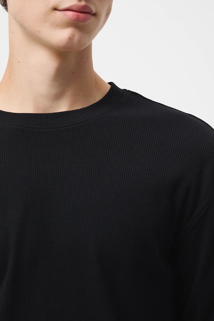 Longsleeve męski prążkowany RW25-BUM050 czarny