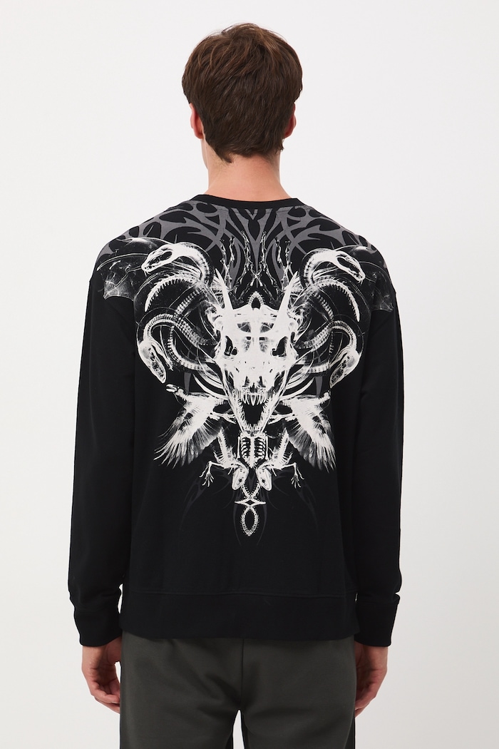 Longsleeve bawełniany męski z nadrukiem czarny RW25-BUM700