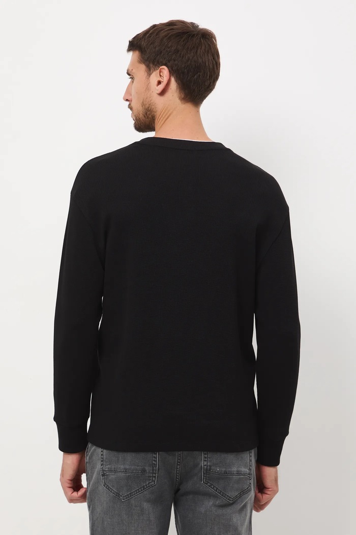 Odzież Longsleeve męski z fakturą RW25-BUM902 czarny