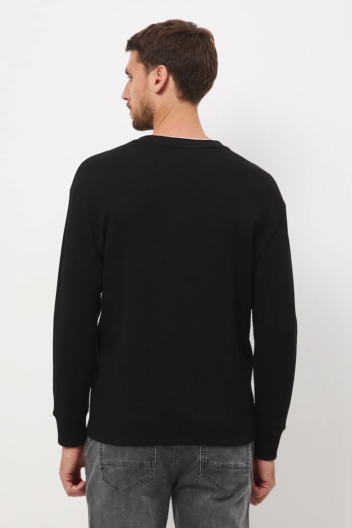 Odzież Longsleeve męski z fakturą RW25-BUM902 czarny