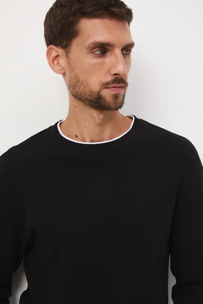 Longsleeve męski z fakturą czarny RW25-BUM902