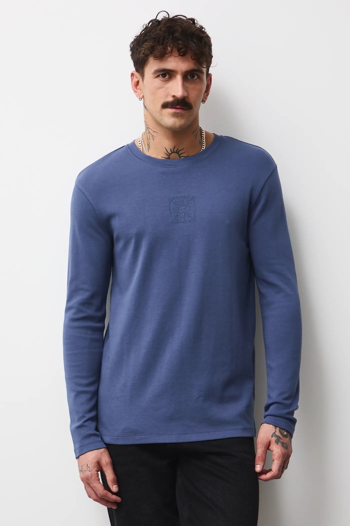 Longsleeve męski interlock z nadrukiem RW25-BUMB01 granatowy RW25