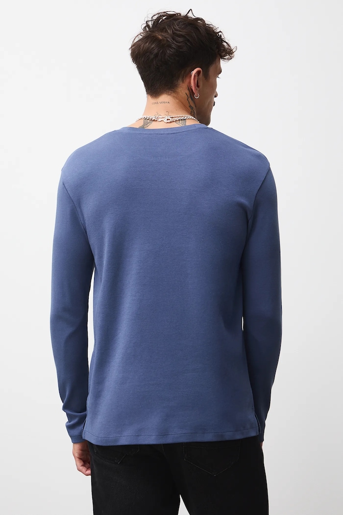 Odzież Longsleeve męski interlock z nadrukiem RW25-BUMB01 granatowy