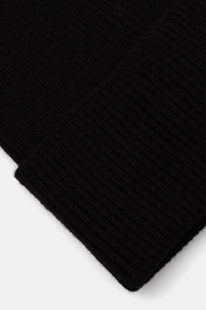 Czapka damska beanie prążkowana czarny RW25-CDD040