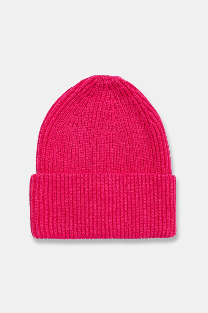 Czapka beanie damska z wiskozą średniej grubości różowy RW25-CDD052