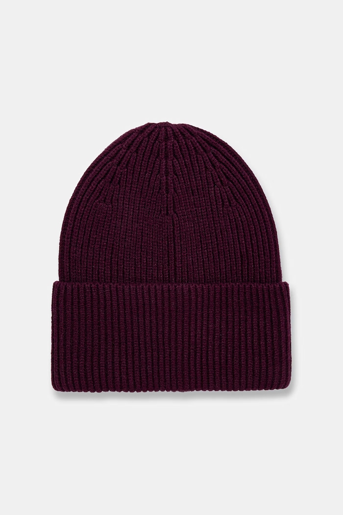 Czapka beanie damska z wiskozą średniej grubości bordowy RW25-CDD052