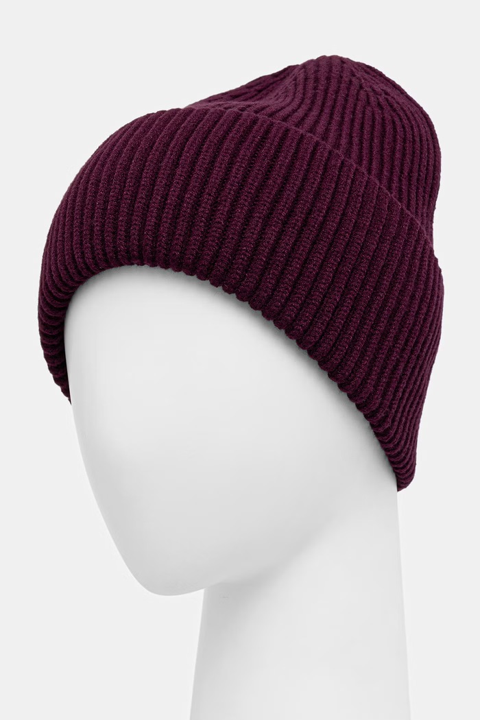 Czapka damska beanie prążkowana RW25-CDD052 bordowy RW25