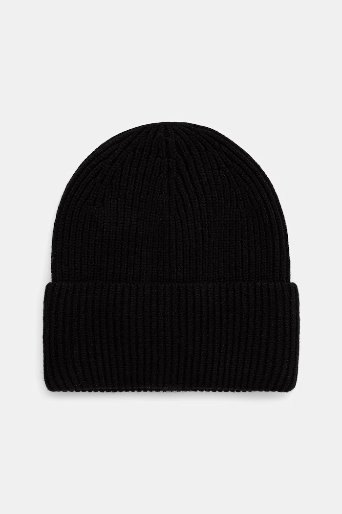 Czapka beanie damska z wiskozą średniej grubości czarny RW25-CDD052