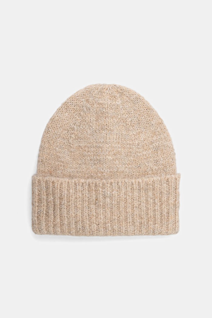 Czapka z domieszką wełny damska beanie RW25-CDD071 beżowy RW25