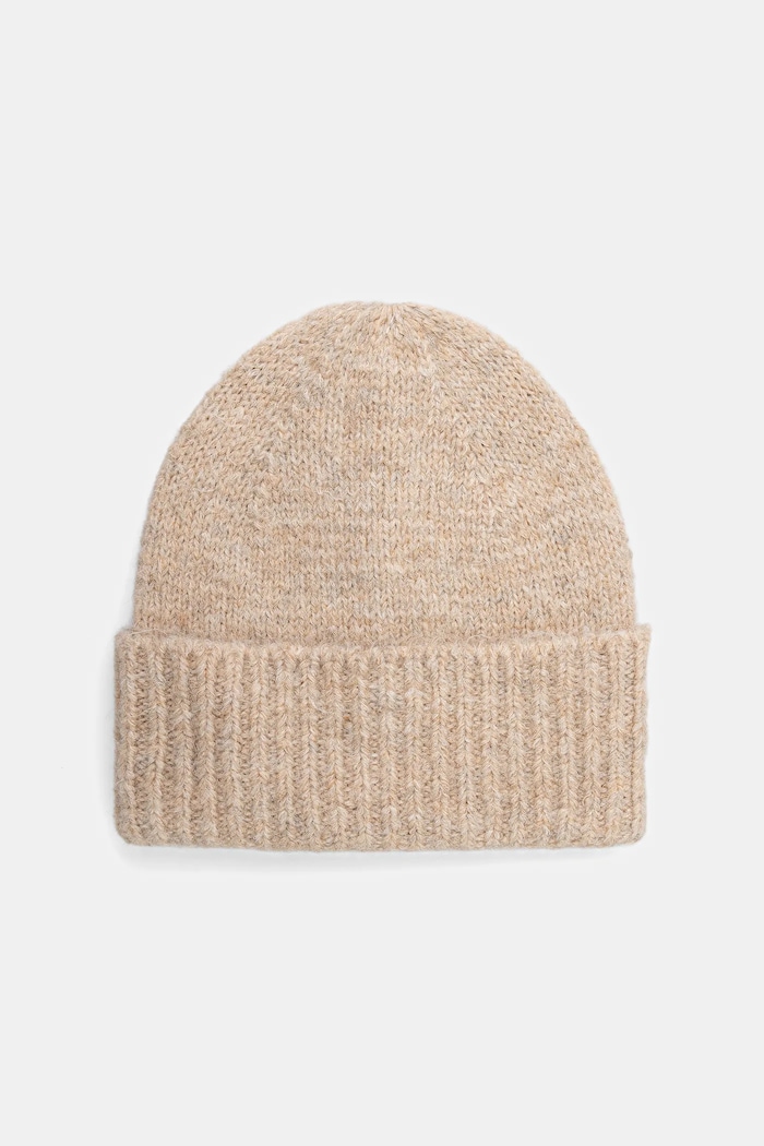 Czapka z domieszką wełny damska beanie RW25-CDD071 beżowy RW25