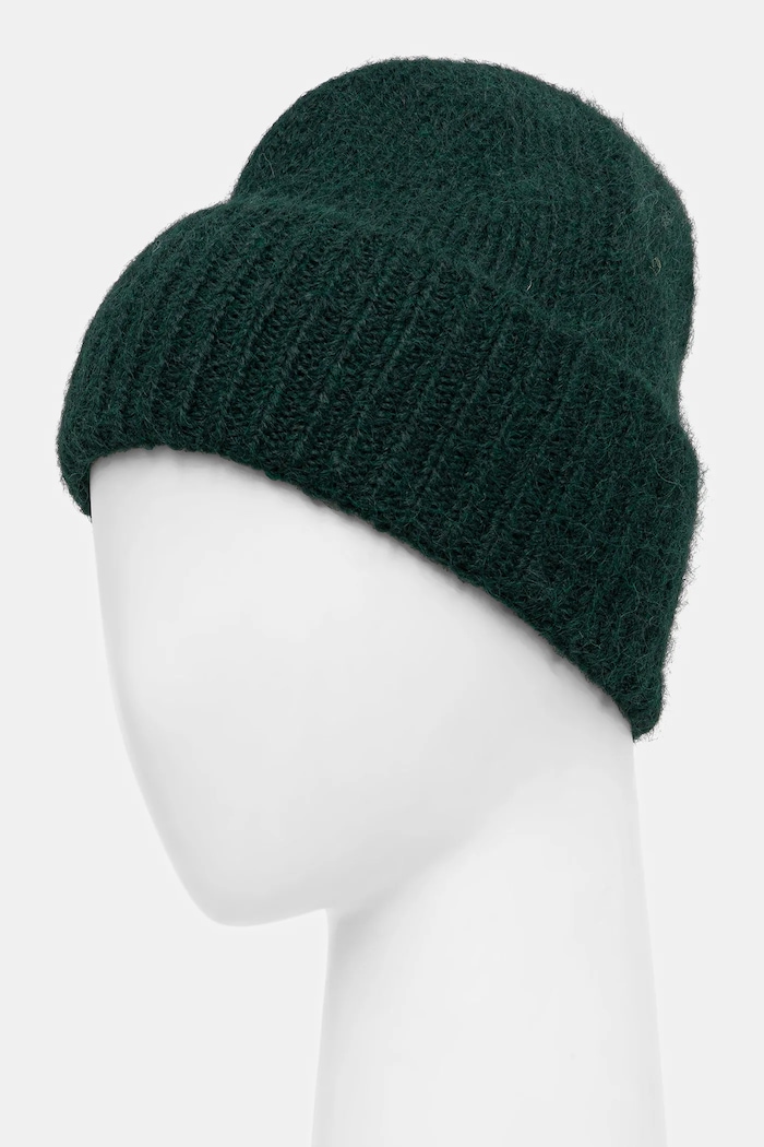 Akcesoria Czapka z domieszką wełny damska beanie RW25-CDD071 zielony