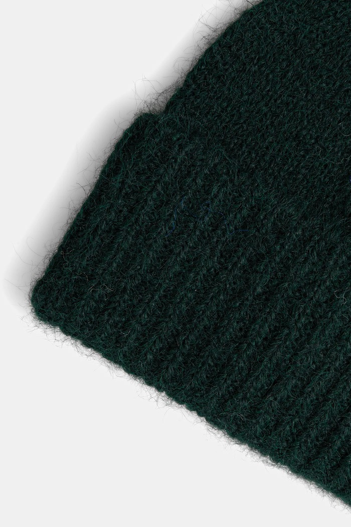 Czapka z domieszką wełny damska beanie zielony RW25-CDD071