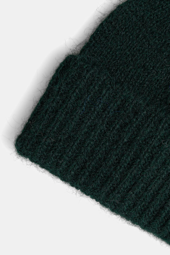 Czapka z domieszką wełny damska beanie zielony RW25-CDD071