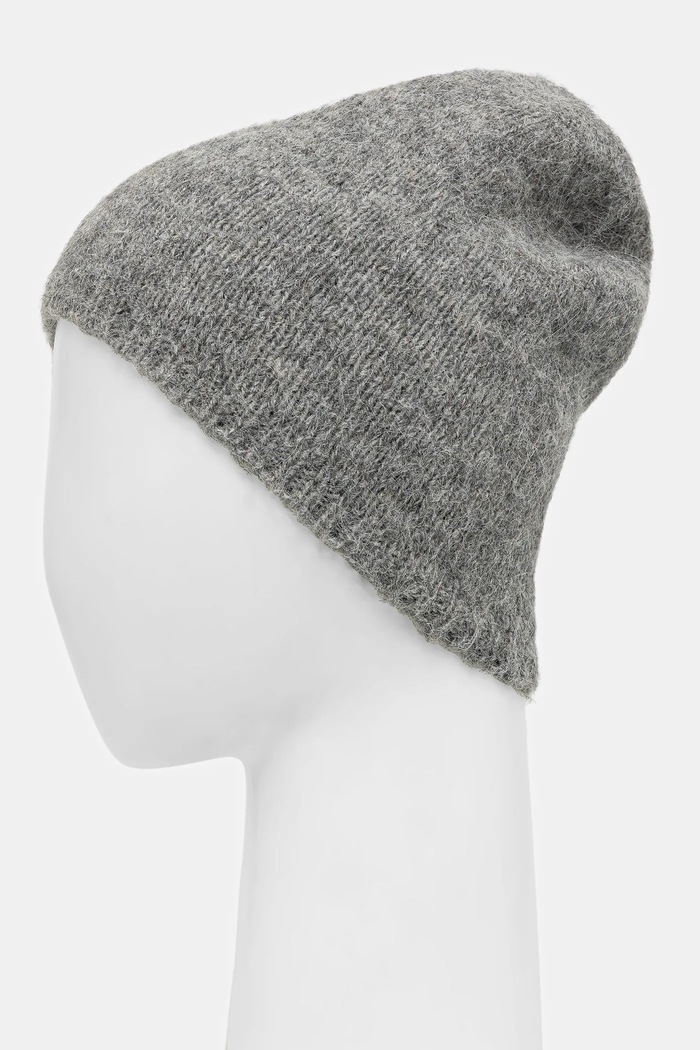 Akcesoria Czapka damska beanie z domieszką wełny owczej i wełny alpaki RW25-CDD501 szary