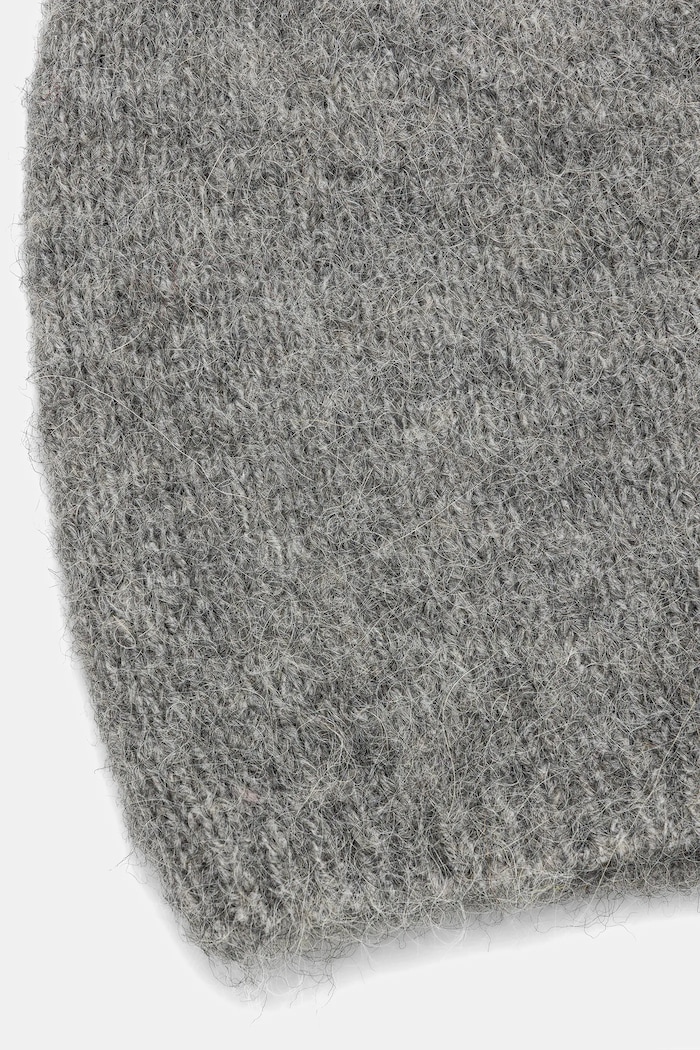 Czapka damska beanie z domieszką wełny owczej i wełny alpaki szary RW25-CDD501
