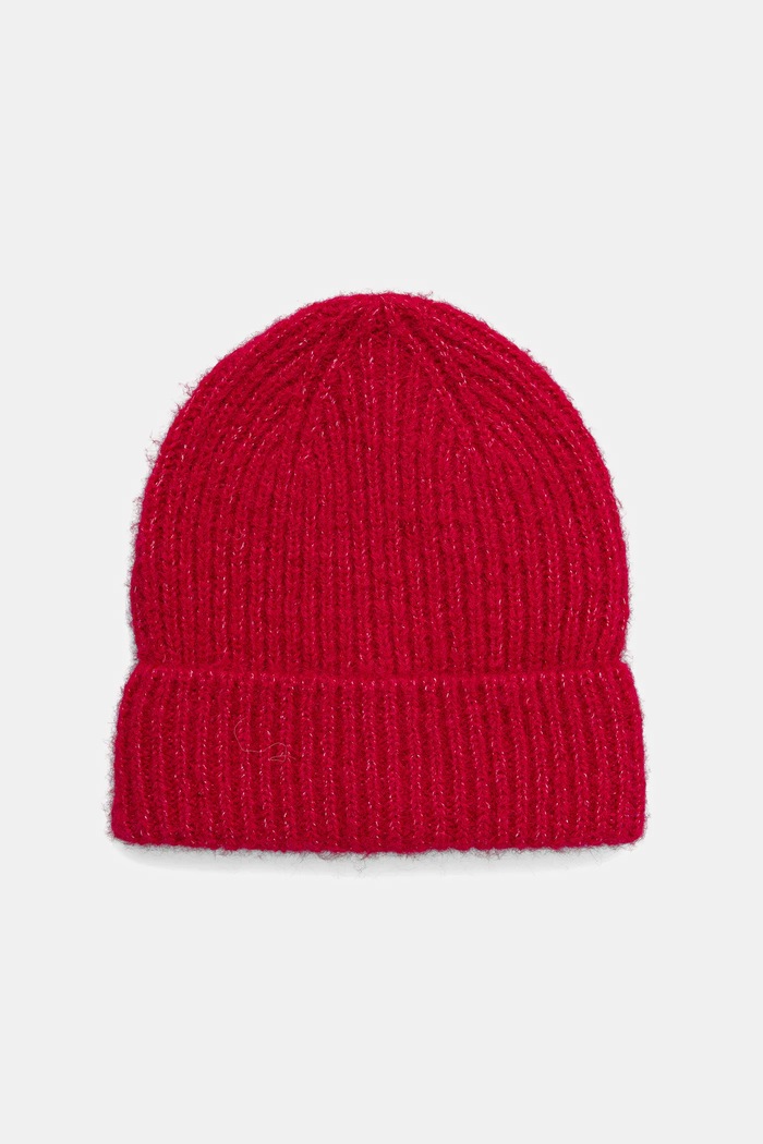Čiapka beanie s prímesou vlny hrubá ružová RW25-CDD705