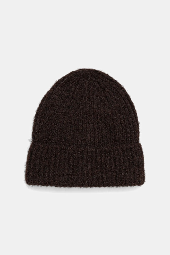 Czapka damska beanie z domieszką wełny RW25-CDD705 brązowy RW25