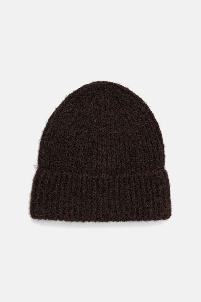 Czapka damska beanie z domieszką wełny RW25-CDD705 brązowy RW25