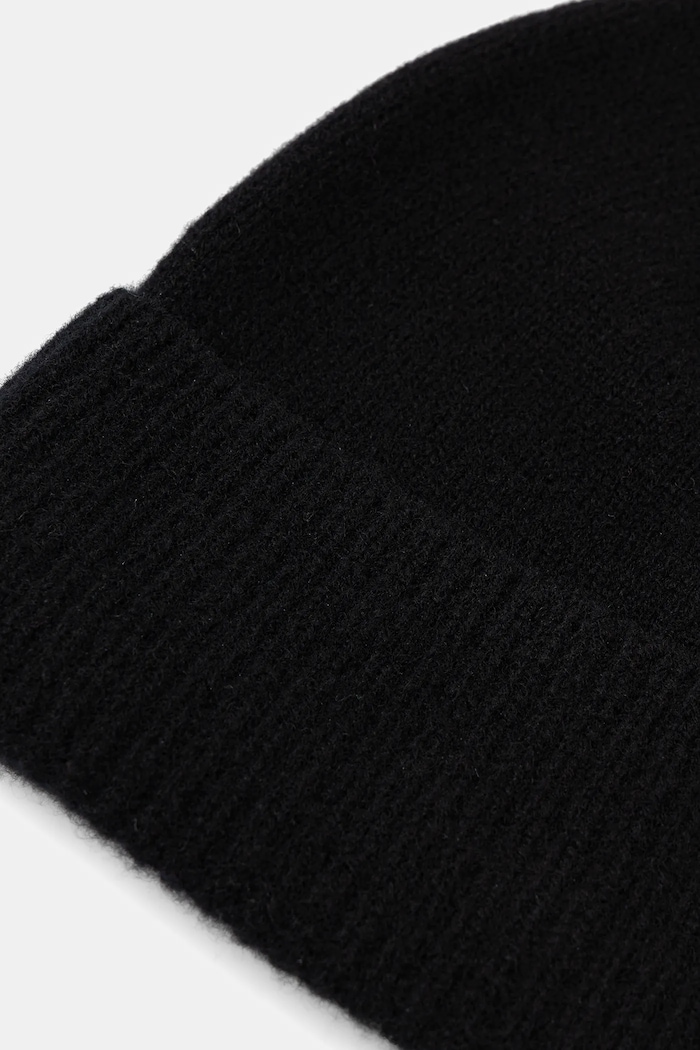 Czapka damska z wełny merino czarny RW25-CDD709