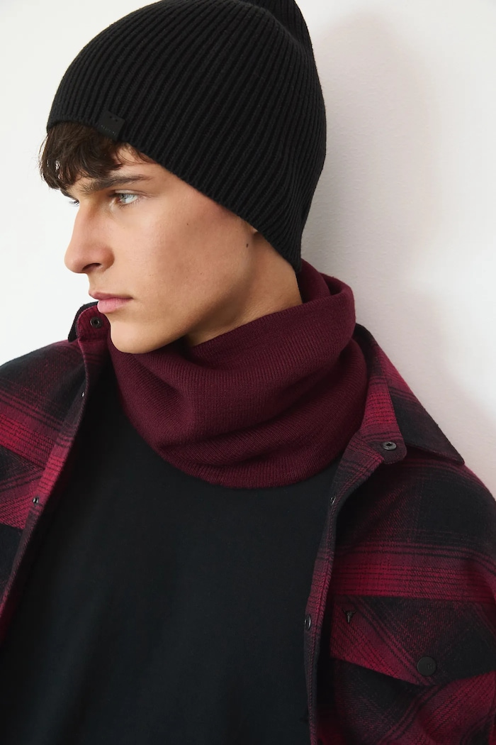 Czapka męska beanie prążkowana pozostałe czarny RW25-CDM051