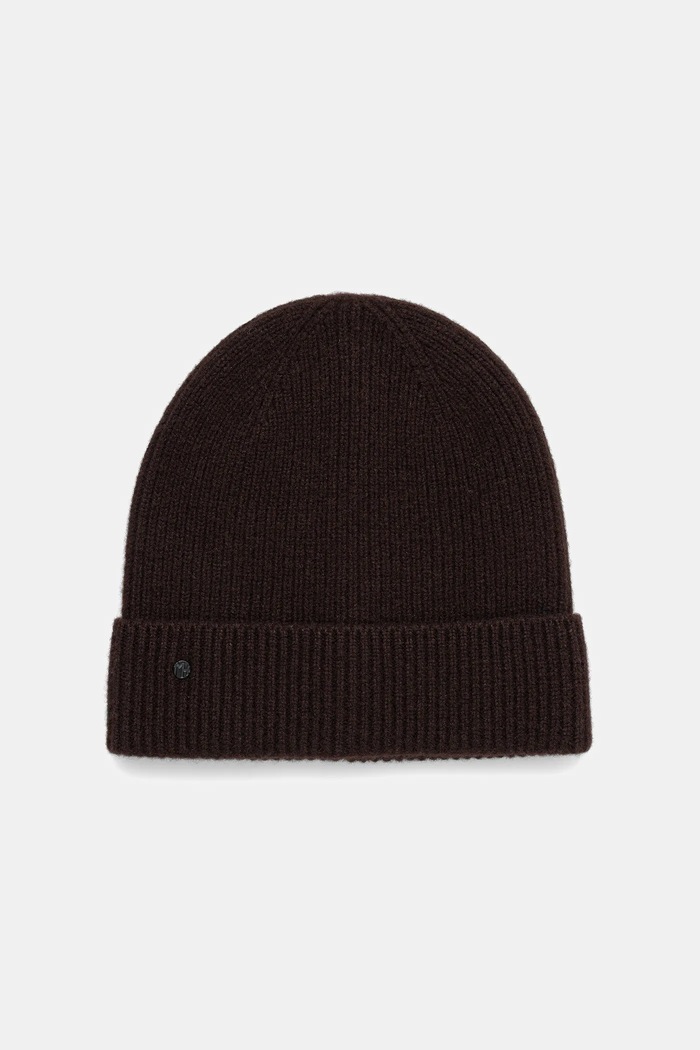 Czapka z wełny merino gładka średniej grubości brązowy RW25-CDM700
