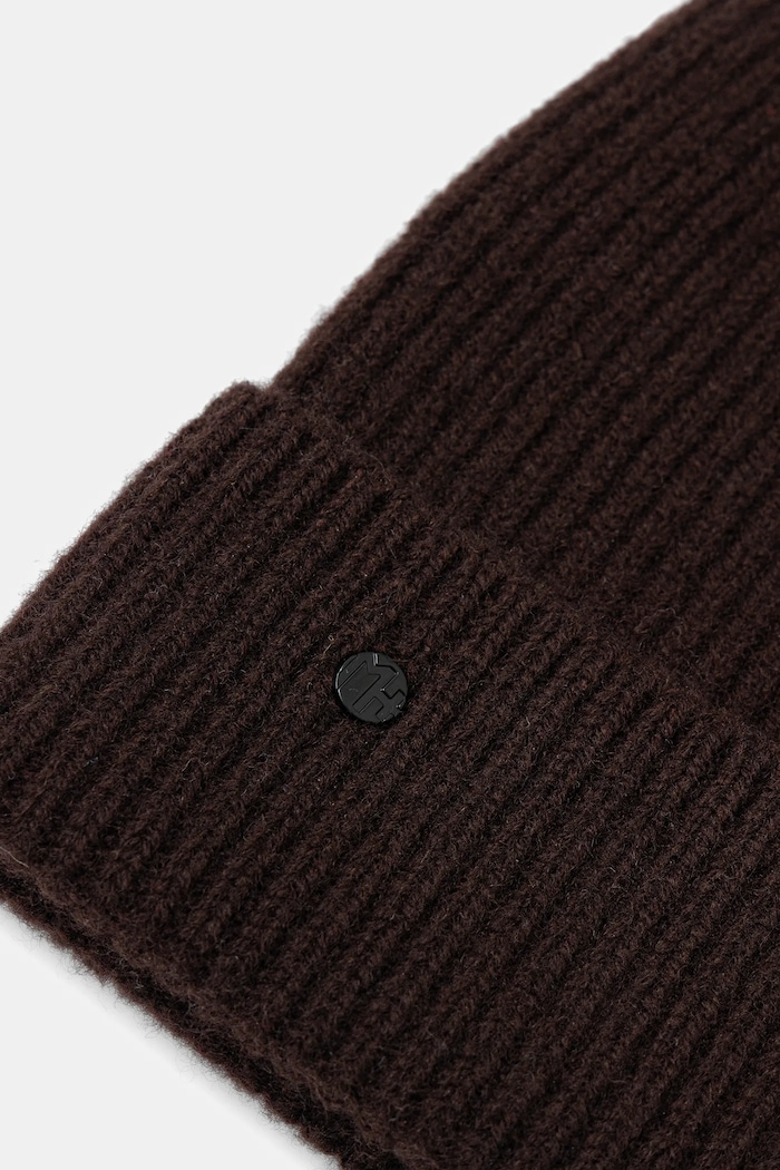 Akcesoria Czapka z wełny merino gładka RW25-CDM700 brązowy
