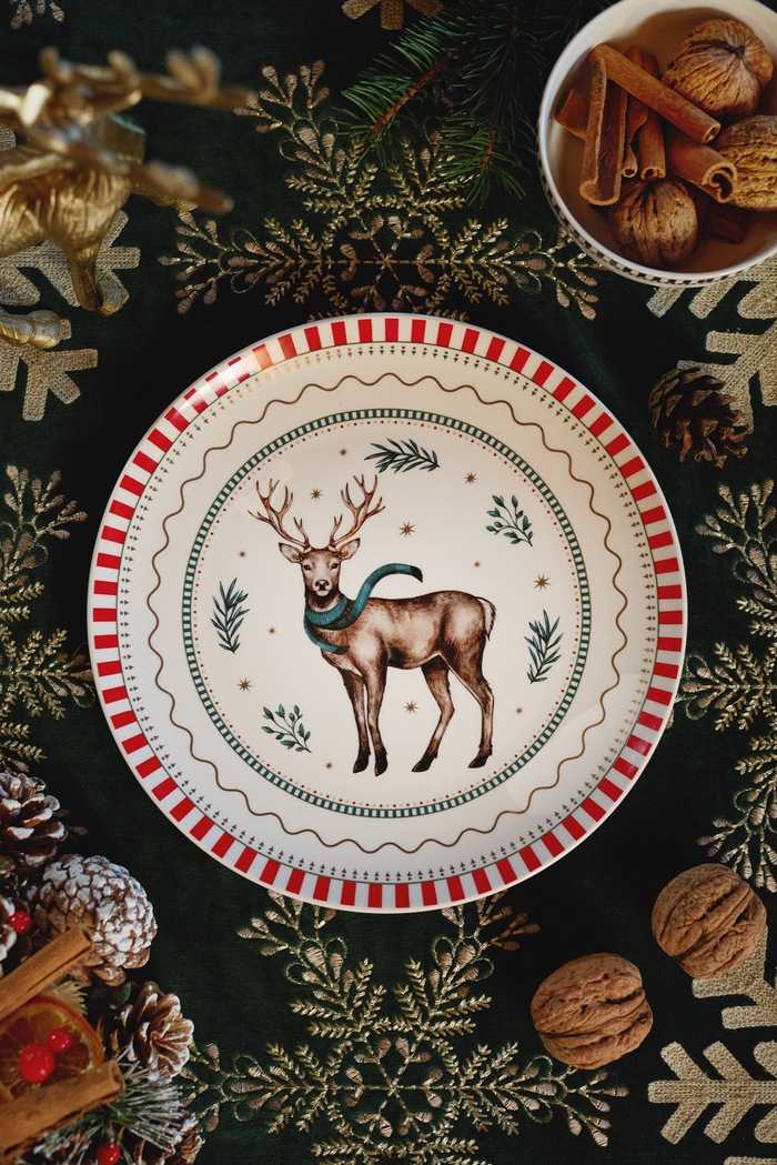 Talerz z ozdobnym wzorem biały RW25-KBU809