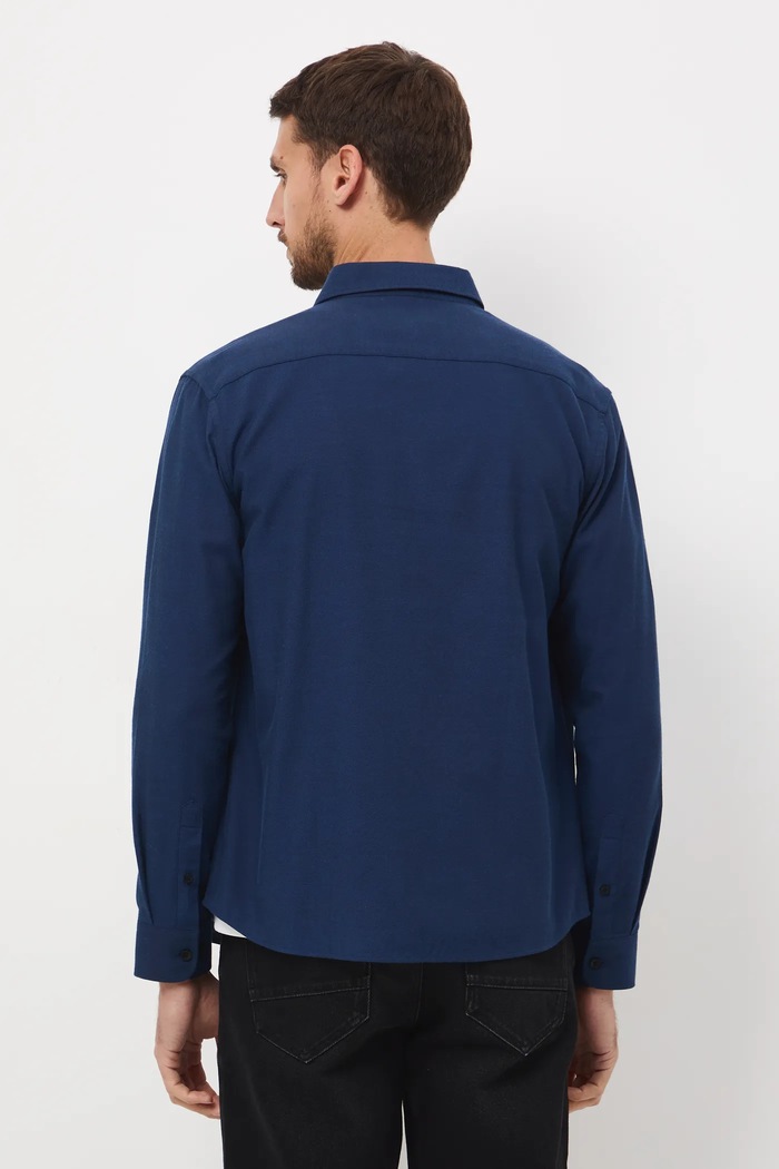 Odzież Koszula męska z kołnierzykiem button-down RW25-KDM093 granatowy