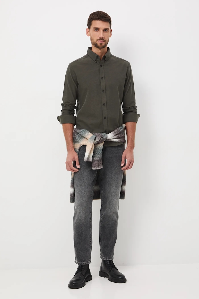 Koszula męska z kołnierzykiem button-down RW25-KDM093 zielony RW25