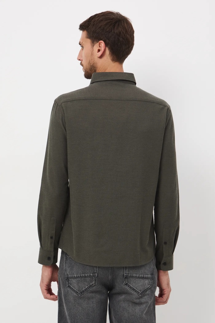 Odzież Koszula męska z kołnierzykiem button-down RW25-KDM093 zielony