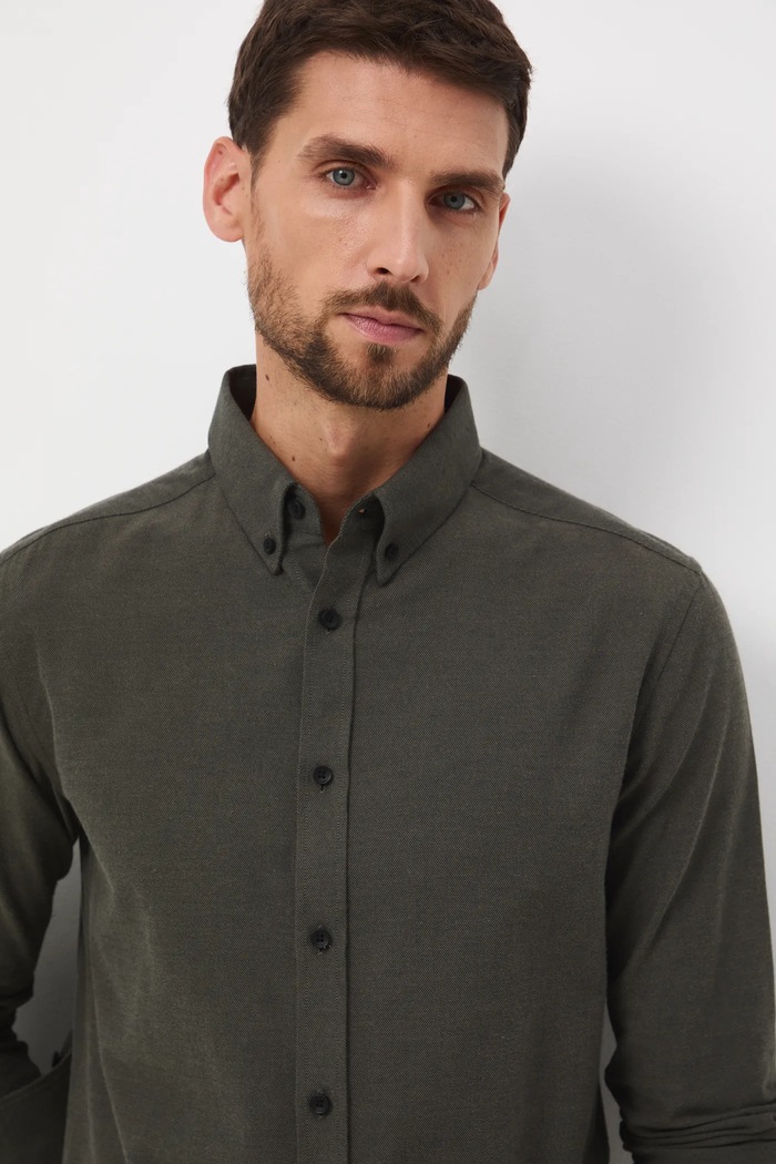 Koszula męska z kołnierzykiem button-down zielony RW25-KDM093