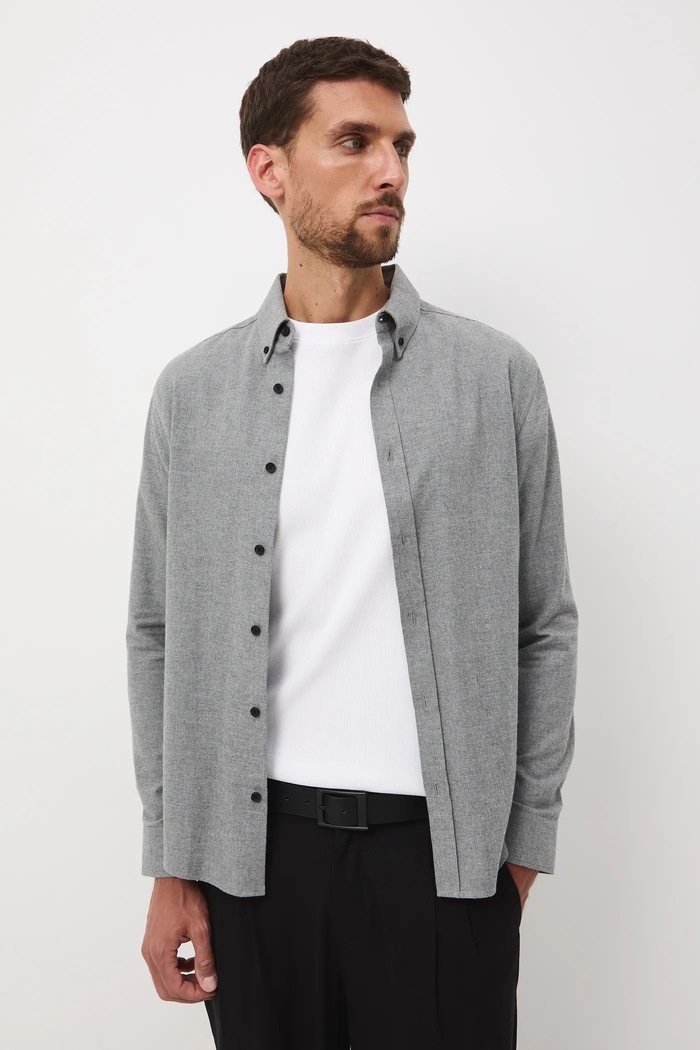 Koszula męska z kołnierzykiem button-down RW25-KDM093 szary RW25