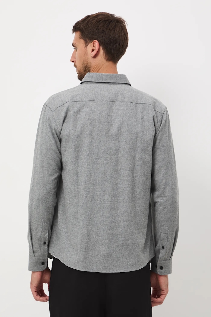 Odzież Koszula męska z kołnierzykiem button-down RW25-KDM093 szary