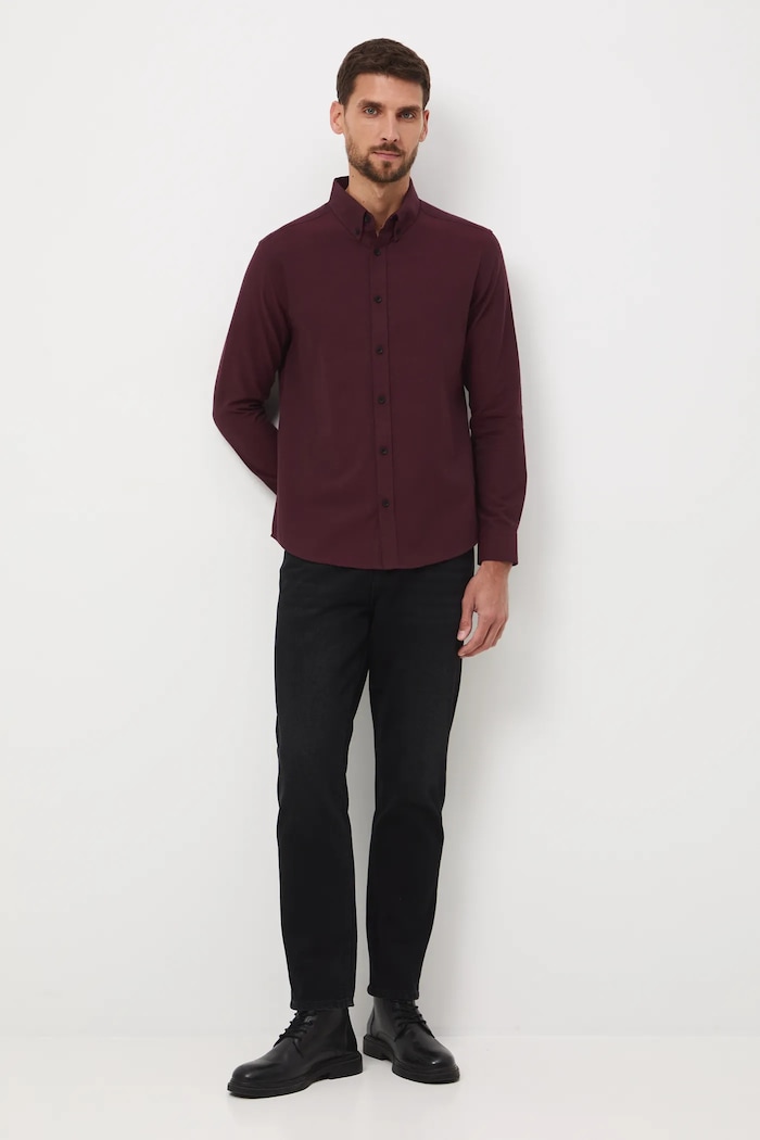 Košile pánská s límcem button-down RW25-KDM093 burgundské RW25