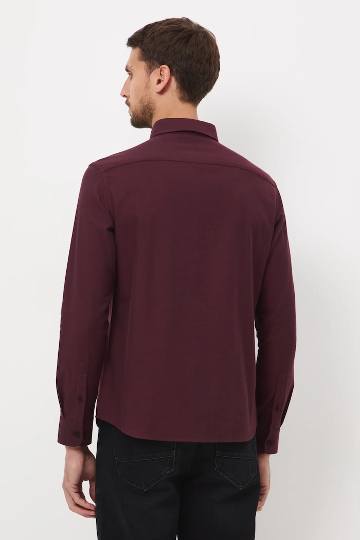 Oblečení Košile pánská s límcem button-down RW25-KDM093 burgundské