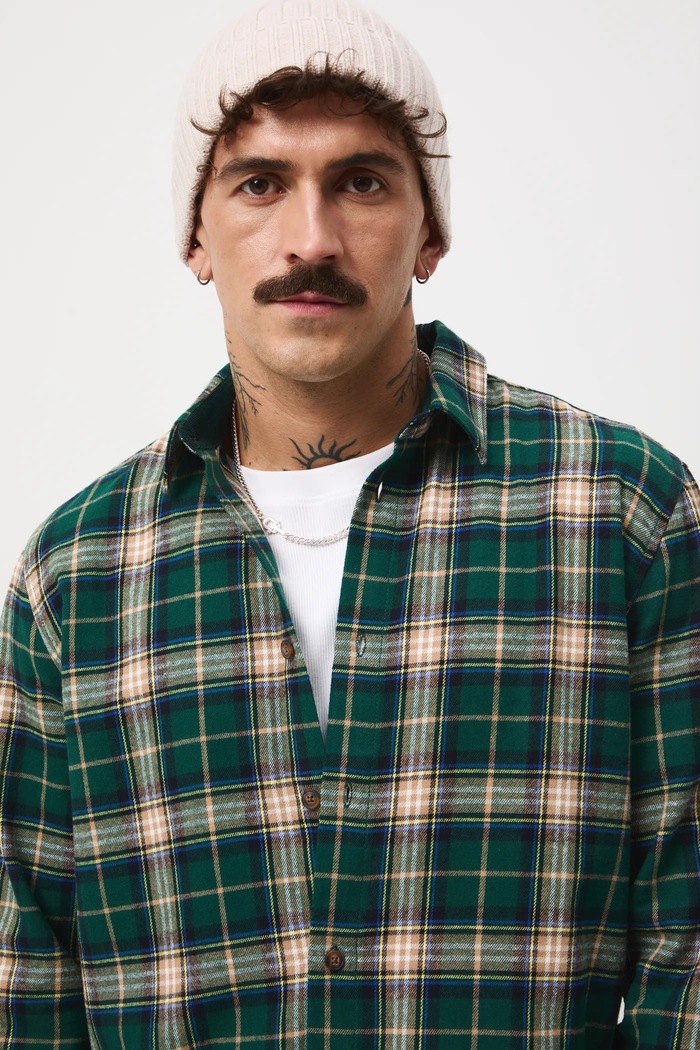 Bavlnená košeľa s klasickým károvaným golierom RW25-KDMB19 zelená