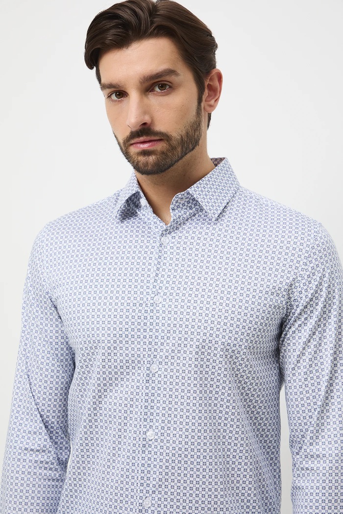 Koszula męska z kołnierzykiem klasycznym z drobnym wzorem multicolor RW25-KDMB20