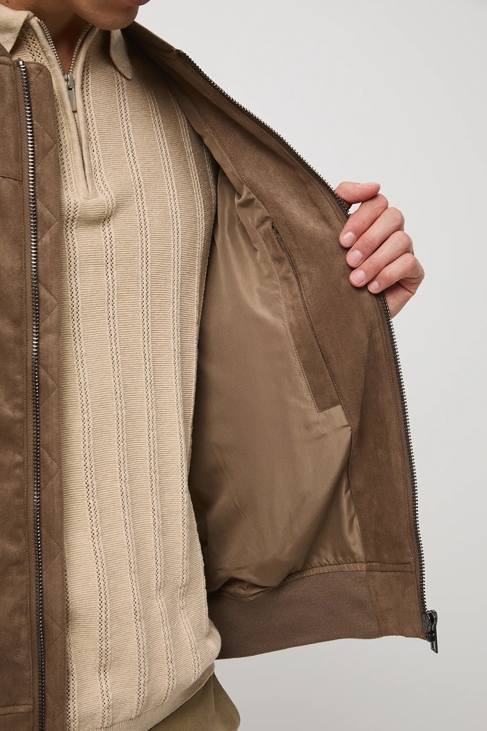 Bomber bunda pánská z imitace semiše RW25-KUM310