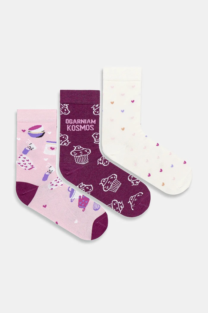 Skarpetki z bawełną damskie wzorzyste (3-pack) skarpetki długie multicolor RW25-LBDB00
