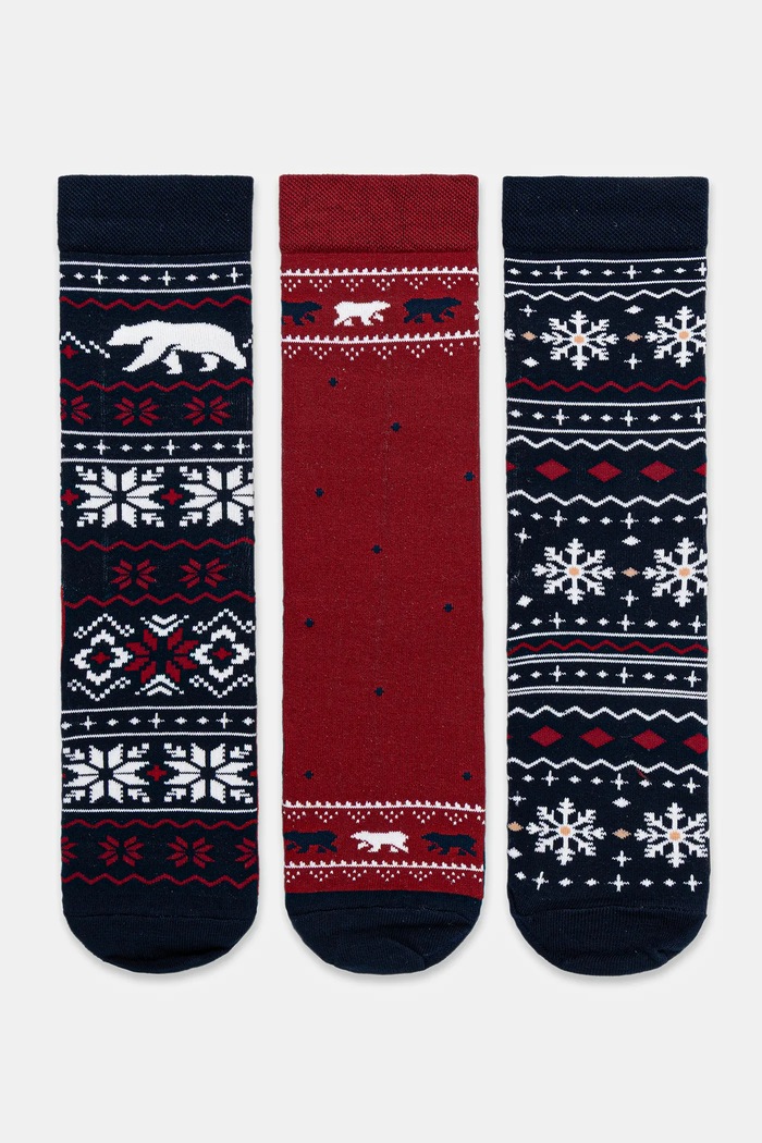Bavlnené ponožky sviatočné (3-pack) dlhé ponožky viacfarebná RW25-LBMA09