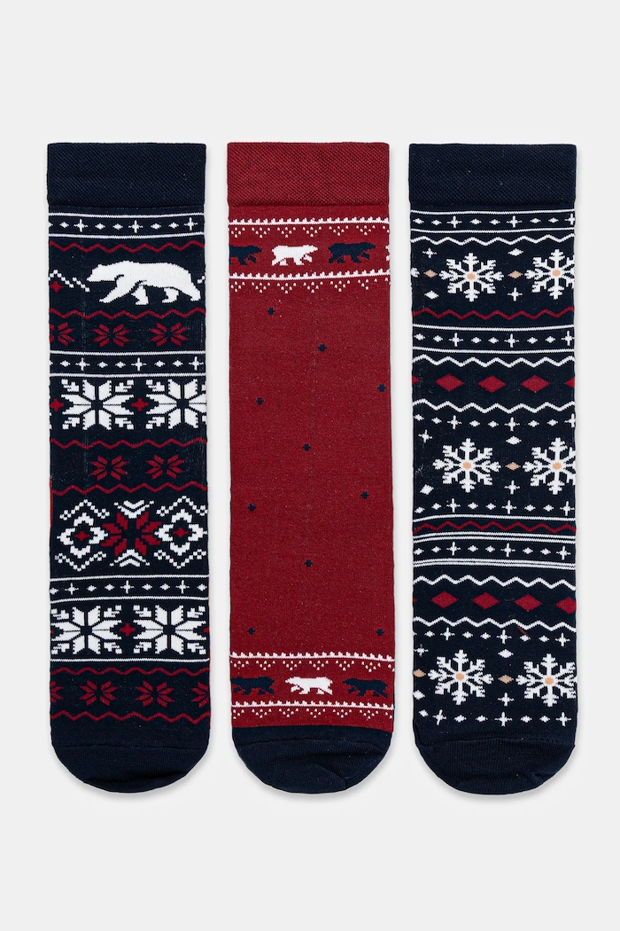 Bavlnené ponožky sviatočné (3-pack) dlhé ponožky viacfarebná RW25-LBMA09
