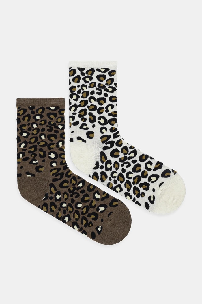 Skarpetki bawełniane damskie w panterkę (2-pack) skarpetki długie multicolor RW25-LGD613