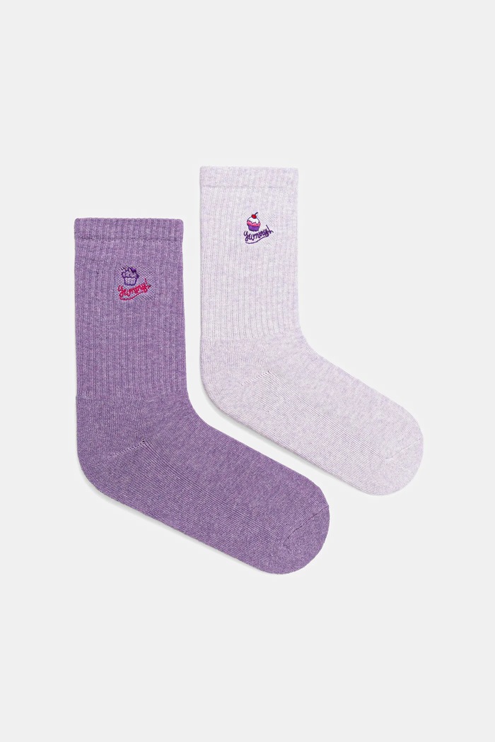 Skarpetki damskie z włóknem bambusowym z ozdobnym haftem (2-pack) skarpetki długie fioletowy RW25-LGDA03
