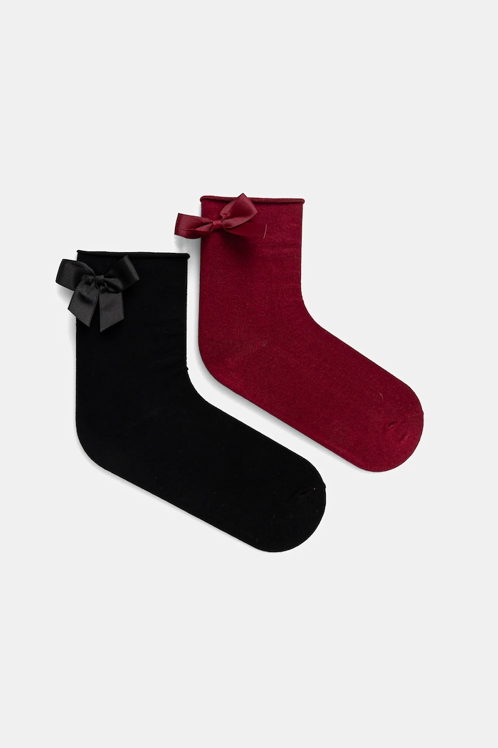 Skarpetki damskie z ozdobnymi kokardkami (2-pack) skarpetki długie multicolor RW25-LGDA15