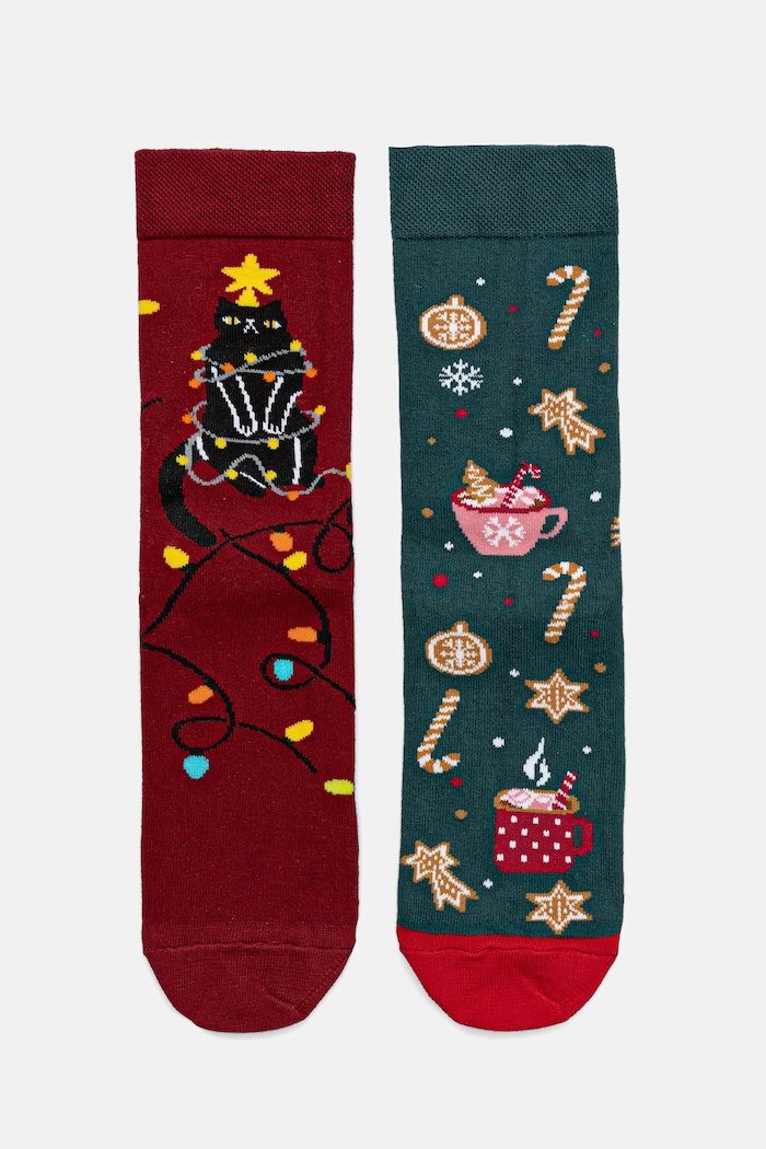 Skarpetki bawełniane damskie świąteczne (2-pack) skarpetki długie multicolor RW25-LGDA22